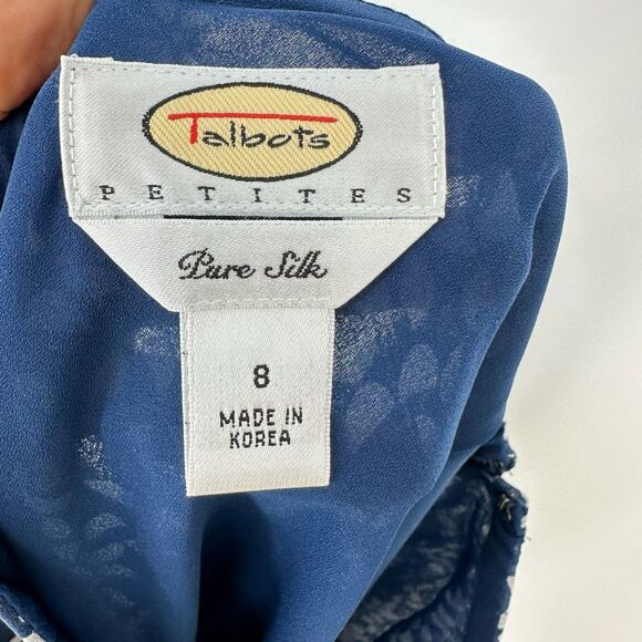 Vintage Silk Midi Skirt Size 8 Petite Blue Cream Fairy Chiffon - Picture 7 of 7